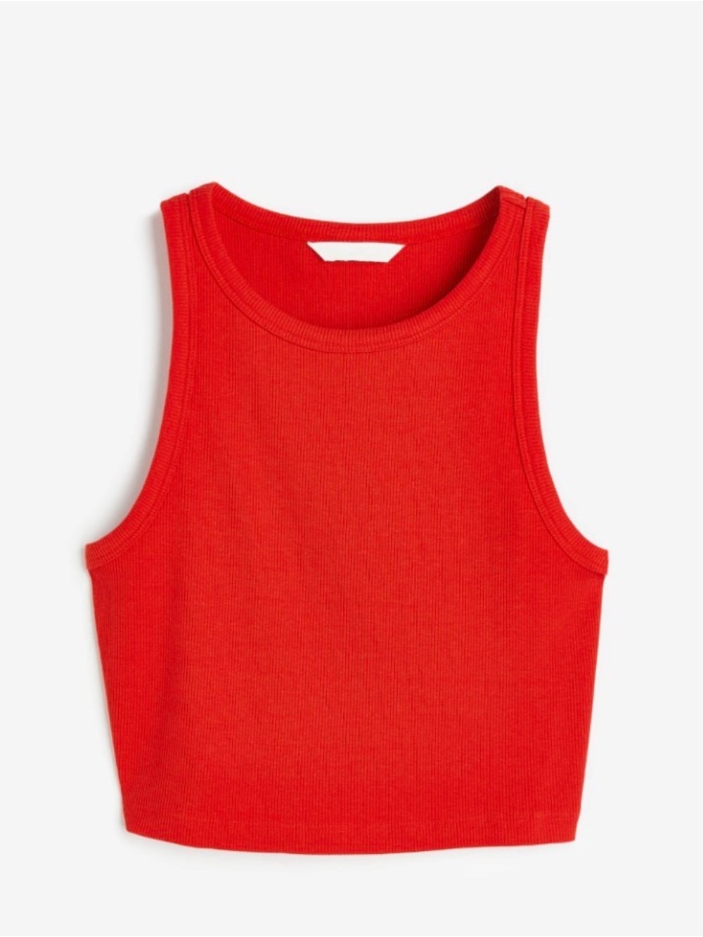 🔴 H&M Bright Red Ribbed Crop Tank